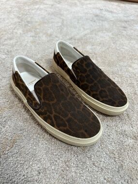 Saint Laurent Paris Babycat Leopard Slip-On Sneakers